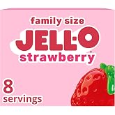 Jell-O Gelatin Dessert Mix, Family Size, Strawberry, 6 oz Box | 90 Calories per Serving, Sweet Gelatin Dessert, Just Stir with Boiling &amp; Cold Water, Sealed Pouch for Freshness