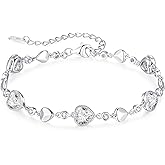 LOUISA SECRET Birthstone Bracelets for Women, 925 Sterling Silver or Brass Plated with Rose Gold Charm Link Bracelets Birthday Anniversary Christmas Gift for Women Wife Mom Girlfriend Lady