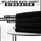 Lions Bath Towels Set of 4 600 GSM Egyptian Cotton Large 75x135cm Black view 5