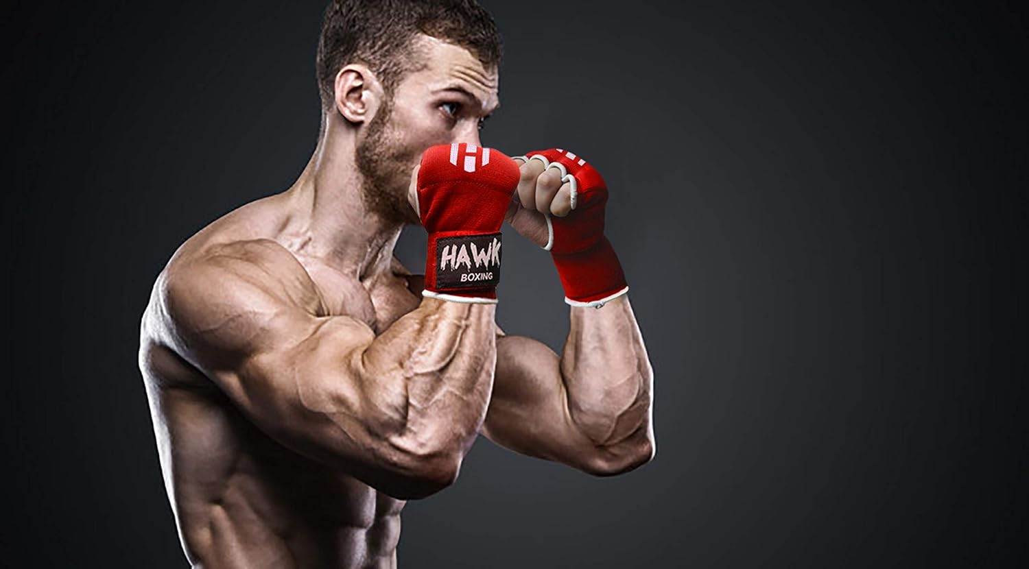 Hawk Padded Inner Gloves Training Gel Elastic Hand Wraps for Boxing Gloves Quick Wraps Men & Women Kickboxing Muay Thai MMA Bandages Fist Knuckle Wrist Wrap Protector Handwraps (Pair) : Sports & Outdoors