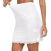 Vlazom Women's Satin Half Slip for Under Dresses Above Knee Underskirt with Lace Trim Size S-XXL