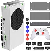 For Xbox Series S Dust Cover, Accessories with 4 Dust Covers and 7 Silicone Plugs,6 Thumb Grip Caps, for Xbox Series S White and Black Console Accessories