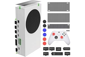 GAMSURFING Dust Plugs for Xbox Series S, Accessories with 4 Dust Covers and 7 Silicone Plugs,6 Thumb Grip Caps,USB HDMI LAN Power CD-Driver Interface PVC Mesh Dustproof Plug Set for Xbox Series S Black Console
