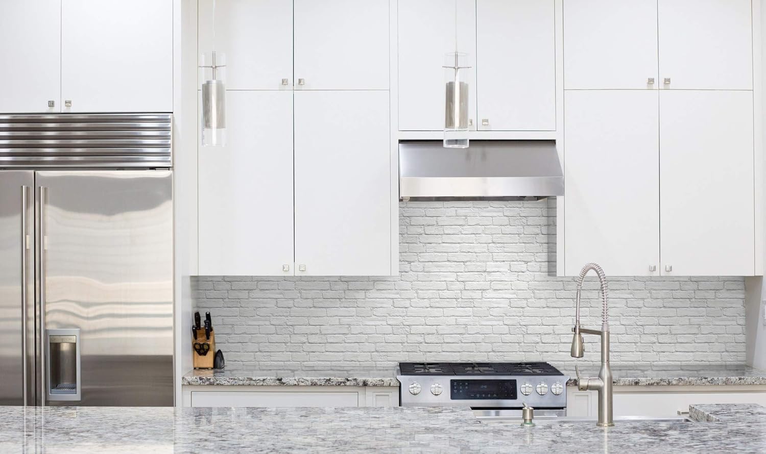 NextWall Vintage Whitewashed Brick Peel and Stick Wallpaper, Grey,white, 52.1 x 548.6 cm - Image 4