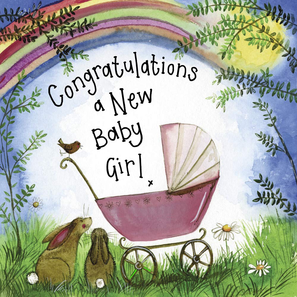 ALEX CLARK New Baby Girl Pink Pram Card