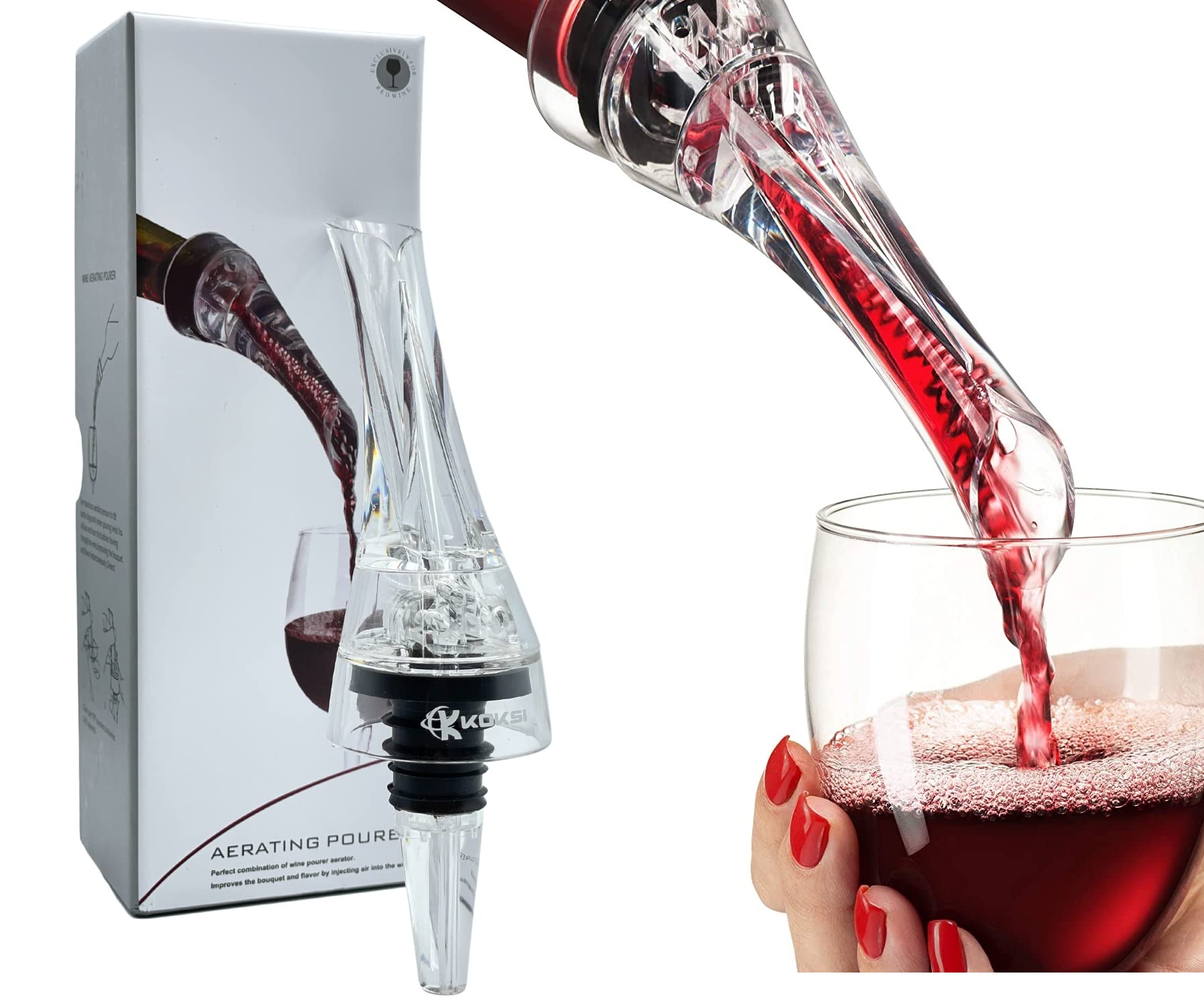 KOKSI Aerator Spout for Wine Instant Aeration of Red and White Wine, Liquor