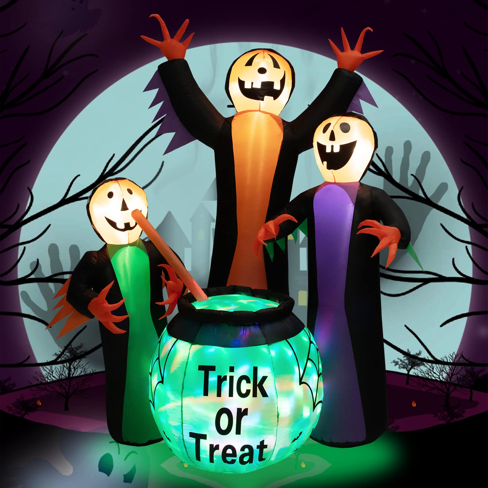 Tangkula 8 FT Inflatable Halloween Witches Holding