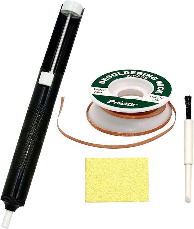 ABF 4in1 Desoldering Tool Kit, Desoldering Pump, Solder Wick