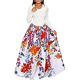 Floral Maxi Dresses for Women Fall Winter Long Sleeve Casual Cutout A Line Long Dress
