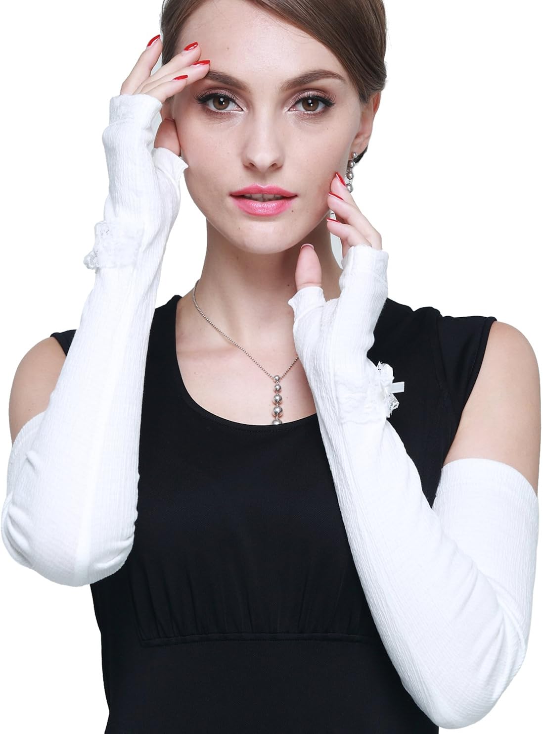 Women's Arm Sleeves UV Protection Fingerless Gloves for Driving/Golf