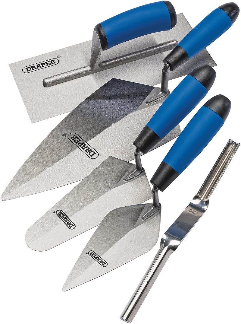 Draper Soft Grip Trowel Set 5 Piece Plastering Tools Kit High Carbon Steel