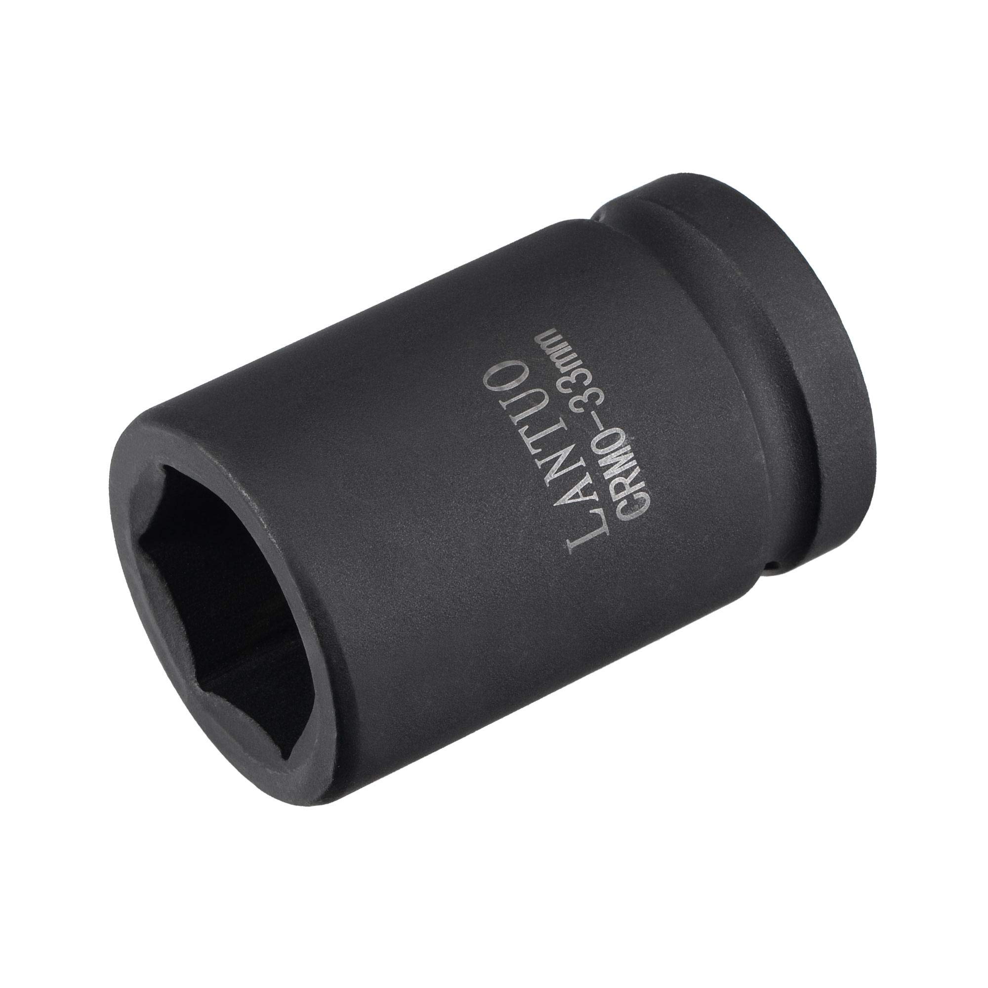 sourcing map 1" Drive by 33mm 6-Point Impact Socket, CR-MO 80mm Length, Standard Metric Sizes