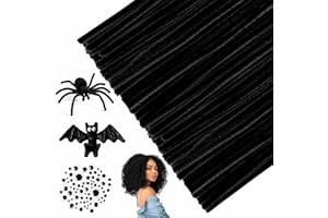 URSDIART (350pcs/Set) Black Pipe Cleaners and Craft Wiggle Eyes, Halloween Pipe Cleaners Bulk Chenille Stems for Hair Locs, 12 Inch Pipe Cleaner for DIY Art Decorations Creative Craft