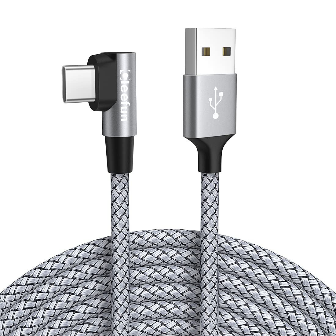 CLEEFUN Right Angle USB C Cable 90 Degree, [3m] 3A Type C Charger Lead Fast Charging Cord Compatible with Samsung Galaxy S10 S10E S9 S8 S20 Note 10 Plus, A20E A41 A51 A71 A80 A90, Switch, Xperia
