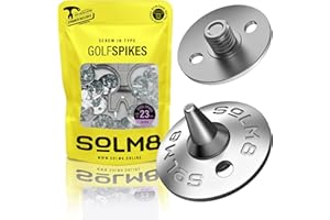 SOLM8 Metal Spikes for Golf and Cricket Shoe Spikes Replacement - 1/4 Inch 6mm Screw Type Metal Threading (Spanner Included)
