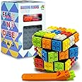ACROFEK Speed Cube 3x3 Build-On Brick Cube, Brain Teaser Puzzles Magic Cube with Building Blocks, Creative Puzzle Cube Toys for Kids Beginners (Black)