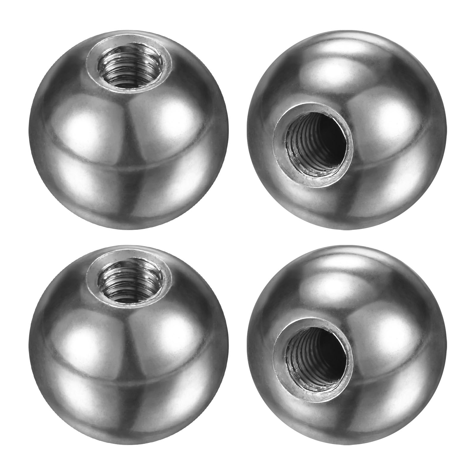 M METERXITY 4Pcs Threaded Ball Nut Knobs, M4x12mm 304 Stainless Steel Female Thread Ball Nut Cap for Lighting Fixtures/Machinery/DIY, Round Solid Screw Cap Cover [Silver]