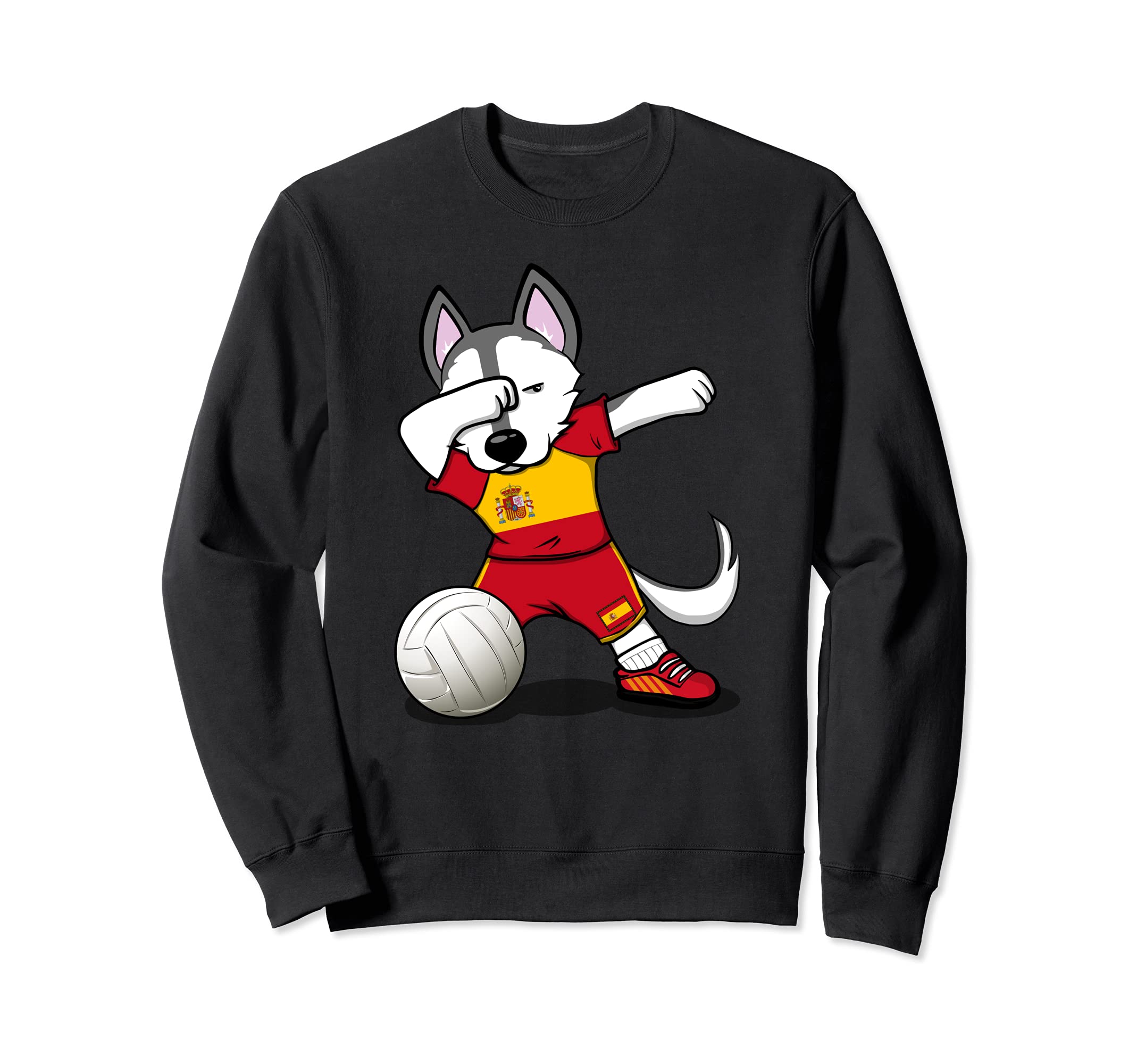 Dabbing Husky Spain Volleyball Fans Jersey - Spanish Flag Sweatshirt