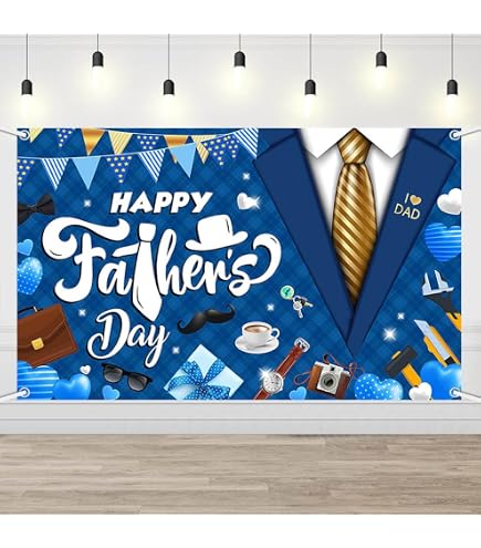 Vatertag Hintergrund „Happy Father’s Day“ – 2,1 X 1,5 M, Vinyl, Für Fotos & Partydeko, Blau Mit Schriftzug