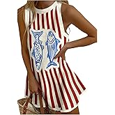 MakeMeChic Women's Striped Tank Dress Sleeveless Summer Short Dresses Sundress