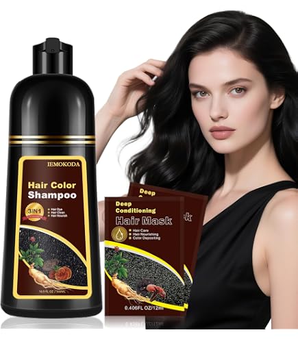 Amazon.com : 3-in-1 Black Hair Dye Shampoo, Natural Herbal Formula