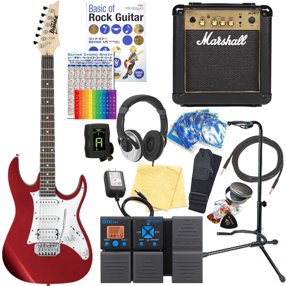 18点セット B07dxnss7n 入門 Zoom Ibanez アイバニーズ 初心者 マルチエフェクター付 Ca マーシャルアンプ付 Ca キャンディアップル Grx40 エレキギター G1xon エレキギターセット 激安正規
