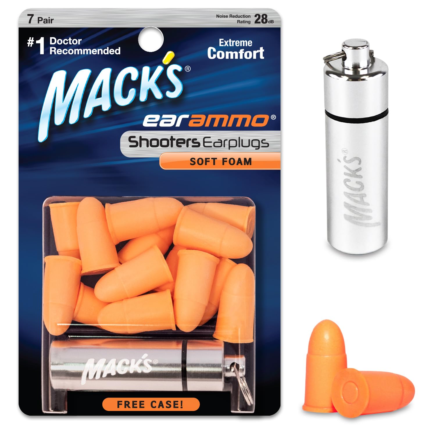 Macks Shooters Ammo Ear Plugs (Pack of 7) - Orange