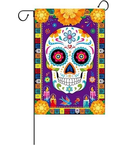3dRose Día De Los Muertos Gartenflagge – Sugar Skull Design, 30,5 X 45,7 Cm, Bunt