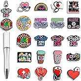 20pcs Nurse Focal Beads for Pens, Silicone Bead Nurse Pen Accessories Hospital Theme Focal Beads for Keychain Jewelry Making Bracelet Necklace Handmade Crafts