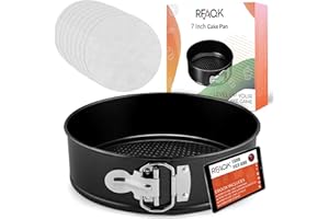 RFAQK 7 Inch Non-Stick Springform Pan for Cheesecake - Leakproof Cake Pan with 30 Pcs Parchment Paper - Baking Accessories for Instant Pot 6, 8 Qt Pressure Cooker