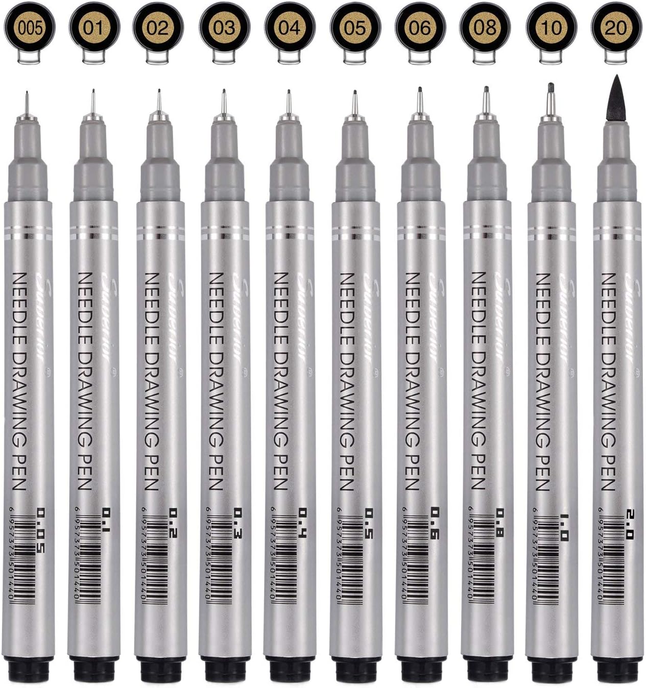 Black Precision Micro Line Pens,Multiliner, Anti-Bleed & Waterproof Archival Ink, Artist Illustration, Technical Drawing, Technical,Drawing,Office Documents, Scrapbooking,10/Set (Black)