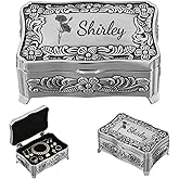 Personalized Jewelry Box, Custom Engraved Vintage Trinket Box with Name, Metal Jewelry Storage Organizer for Rings/Earrings, Anniversary Valentine’s Day Keepsake Gifts for Couples & Women (Style2)