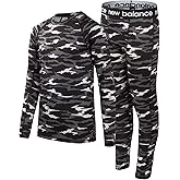 New Balance Boys Performance Base Layer Set - 2 Piece Athletic Moisture-Wicking Long Sleeve T Shirt and Tights (Sizes: 2T-20)