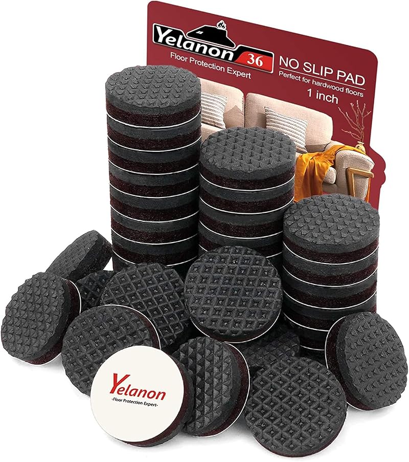 Yelanon Non Slip Furniture Pads 36 pcs 25mm Self Adhesive Rubber Feet