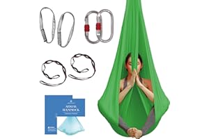 aum active Aerial Yoga Hammock - Durable Aerial Silk with Extension Straps, Carabiners, and Pose Guide - Aerial Silks for Home, Antigravity Yoga, Inversion Exercises, Yoga Starter Kit for All Levels