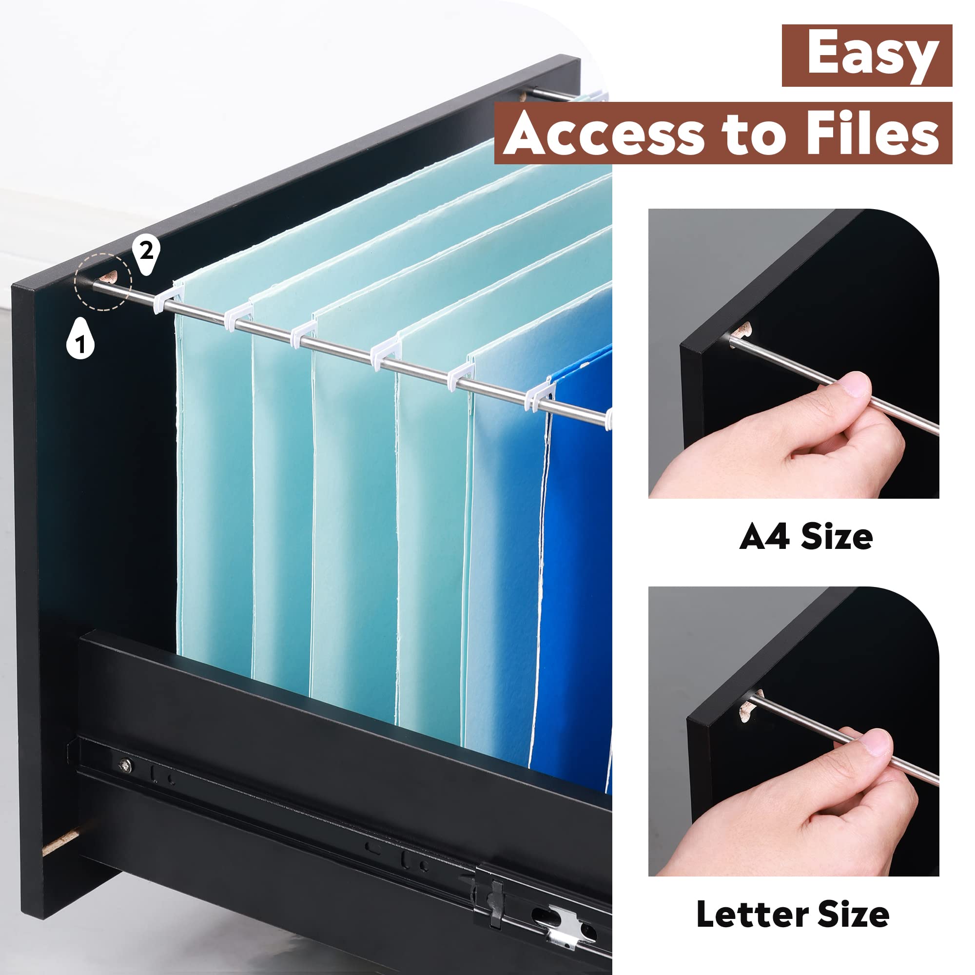 Mua DEVAISE 3 Drawer Rolling File Cabinet with Lock, Wood Filing ...