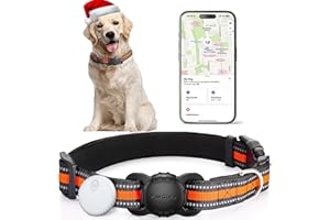 PAWGAZE Dog Tracker Collar, No Monthly Fee Cat Tracker Collar (Only iOS), Compatible with Apple FindMy App, Reflective FinderTag Smart Collars, Anti-Lost, Key Finder for Vehicles/Pets/Kids/Items