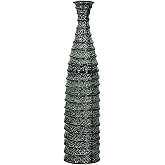 Deco 79 Ceramic Decorative Vase Centerpiece Vase with Ripple Texture, Flower Vase for Home Decoration 6" x 6" x 24", Black