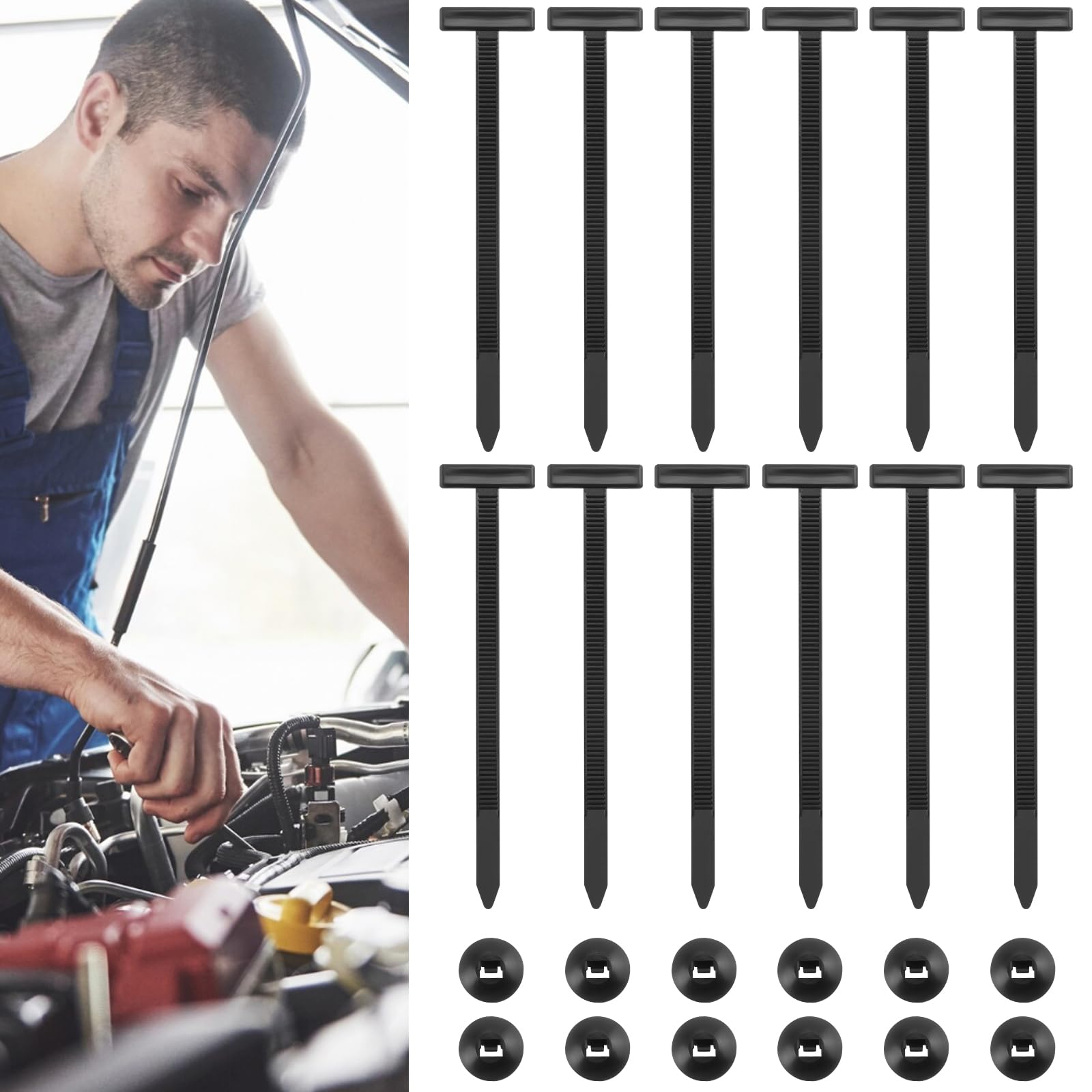 Photo 1 of 150Pcs Nylon Universal Cable Tie Buckle - New Multifunctional Nylon Zip Ties With Pin & Button Design Plastic Cable Ties Tool Fasteners Car Body UV Resistant Zipties for Car Daily Repair