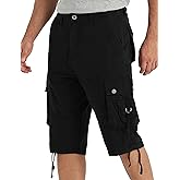 VOPOKER Cargo Shorts for Men Multi Pockets Mens Shorts Twill Below Knee 13 Inches Cotton Relaxed Fit Hiking Outdoor Work