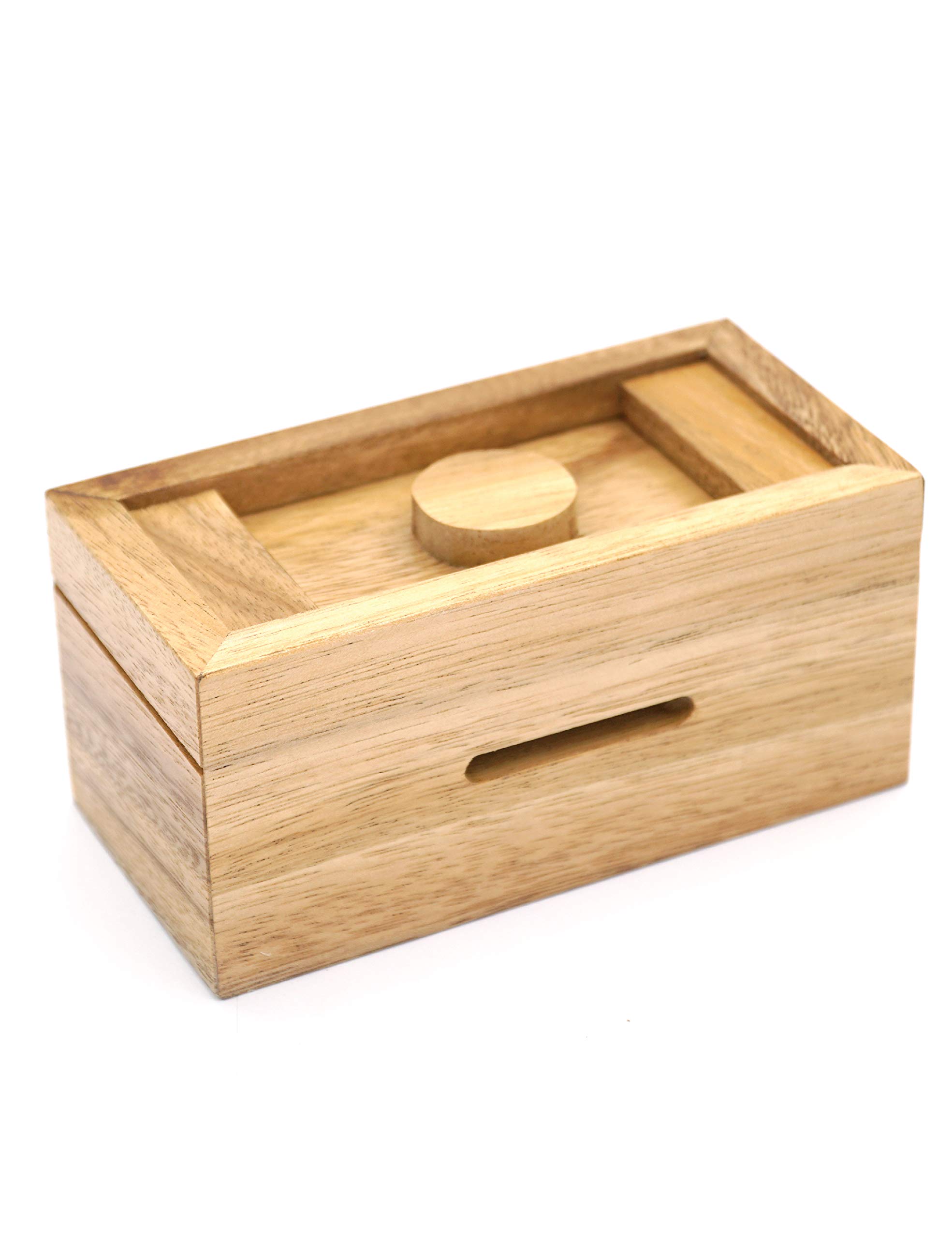 A Gift Cash Box with Secret Compartments in Designs of Wood for Money