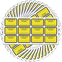 Legal exhibit labels office depot