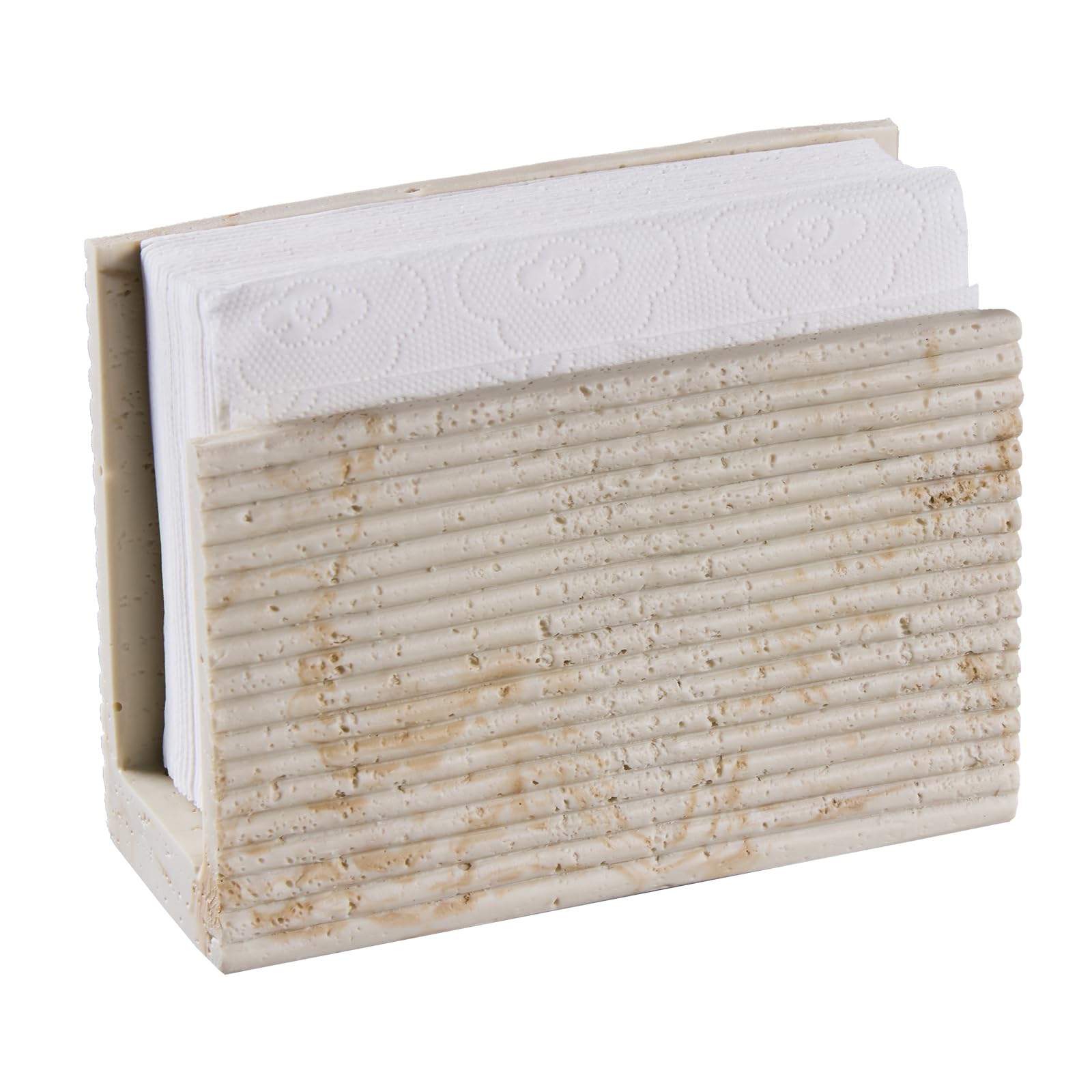 Photo 1 of Natural Travertine Textures Napkin Holder, 6 Inches Paper Napkins Holder for House, Party, Restaurant, Hotel, Cafe, Bar, Paper Napkin Storage Dispenser for Dinner Table, Kitchen Countertop (Beige)