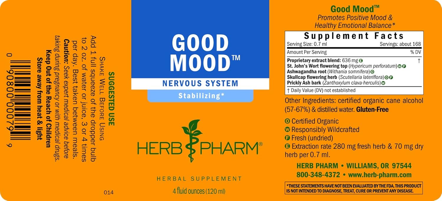Herb Pharm Good Mood Liquid Herbal Formula with St. John's Wort for Healthy Emotional Balance - 4 Ounce: Health & Personal Care
