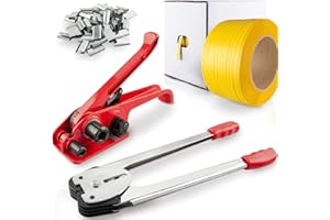 NROBOO Poly Banding Packaging Pallet Strapping Kit with Heavy Duty Strapping Tensioner Tool, Banding Sealer Tool, 1/2" Wide x 1968' Length PP Strapping Roll, 100 Metal Seals for Packing and Shipping