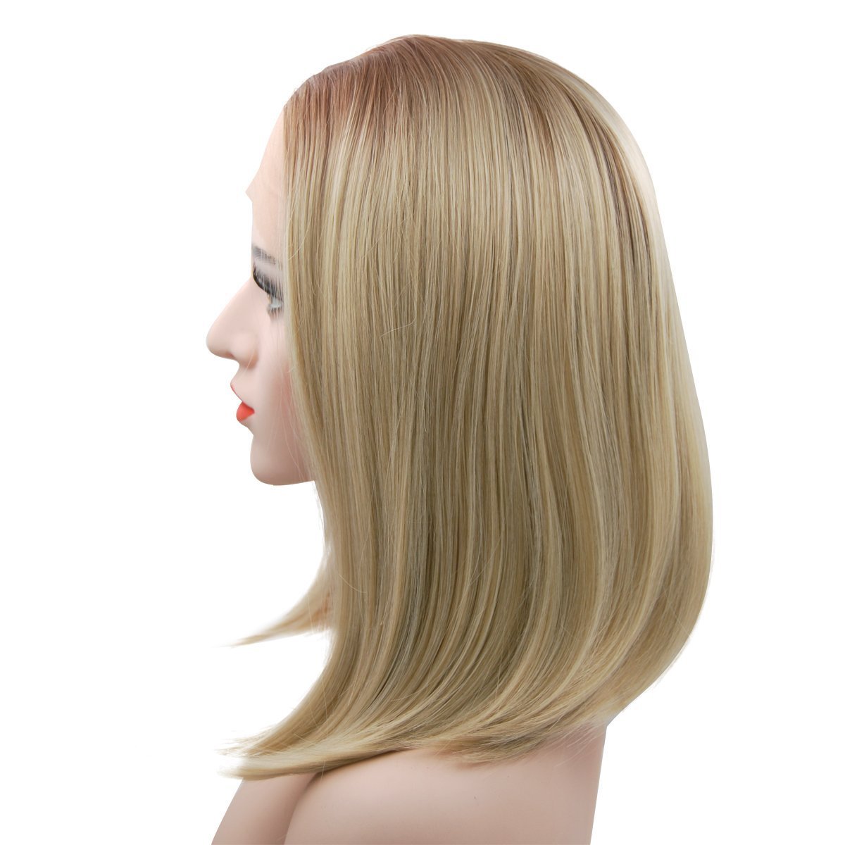 eNilecor Blonde Wig, Lace Front Wigs Straight Bob Wigs Medium Long Shoulder Length Synthetic Hair Replacement Wig Ombre 2 Tone for Women (14\