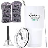 Get Well Soon Gift Set 3 Pcs -30 Oz Hospital Mug, Funny Recovery Cotton Socks, Steel Hand Bell for Surgery, Ideal Gifts for Chemo Patients & Loved Ones