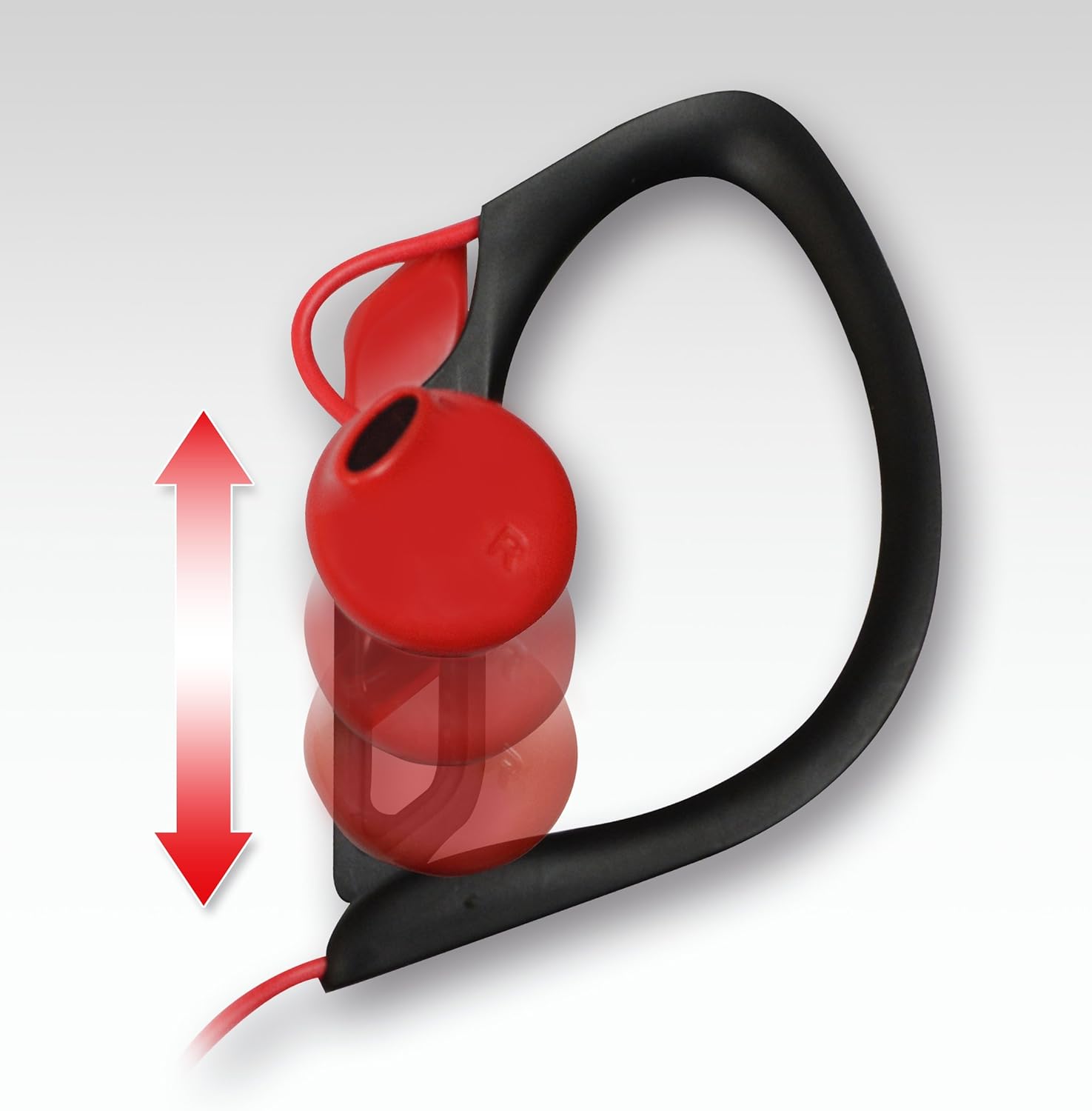 Panasonic RP-HS34E-R Water Resistant Sports Clip Earphones - Red - Image 4