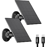 VUEBEE 2W Solar Panel for Security Cameras, USB-C/Micro USB, 2 Pack Black | IP65 Waterproof, 360&deg; Adjustable Mount, 7.2FT Cable, Outdoor Camera Charging