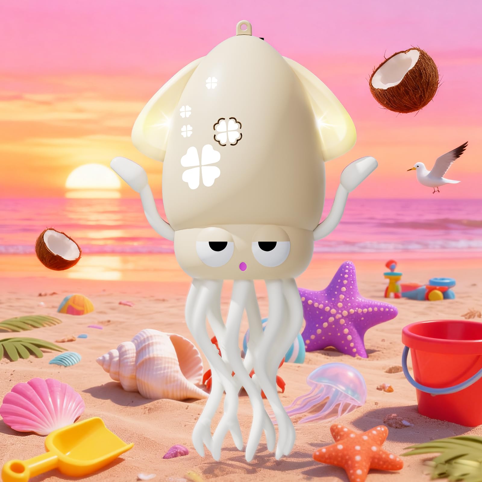 SWTOIPIG Interactive Octopus Toy, Dancing Octopus with LED Lighting, Music, Intelligent Obstacle Avoidance and Fishing Rod, Baby Toy for Tummy Time,Musical Toy for Babies(Off-white)